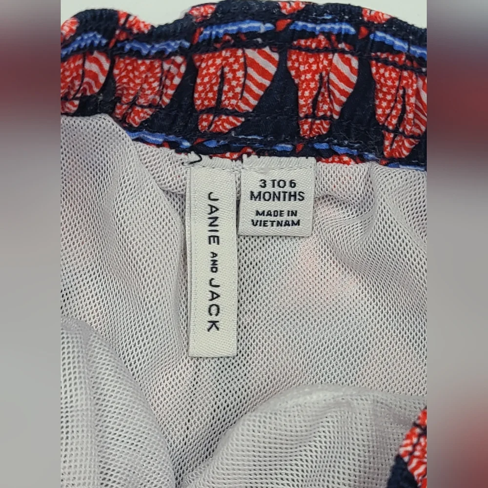 Janie and Jack baby boy sailboat swim trunks size 3-6 months